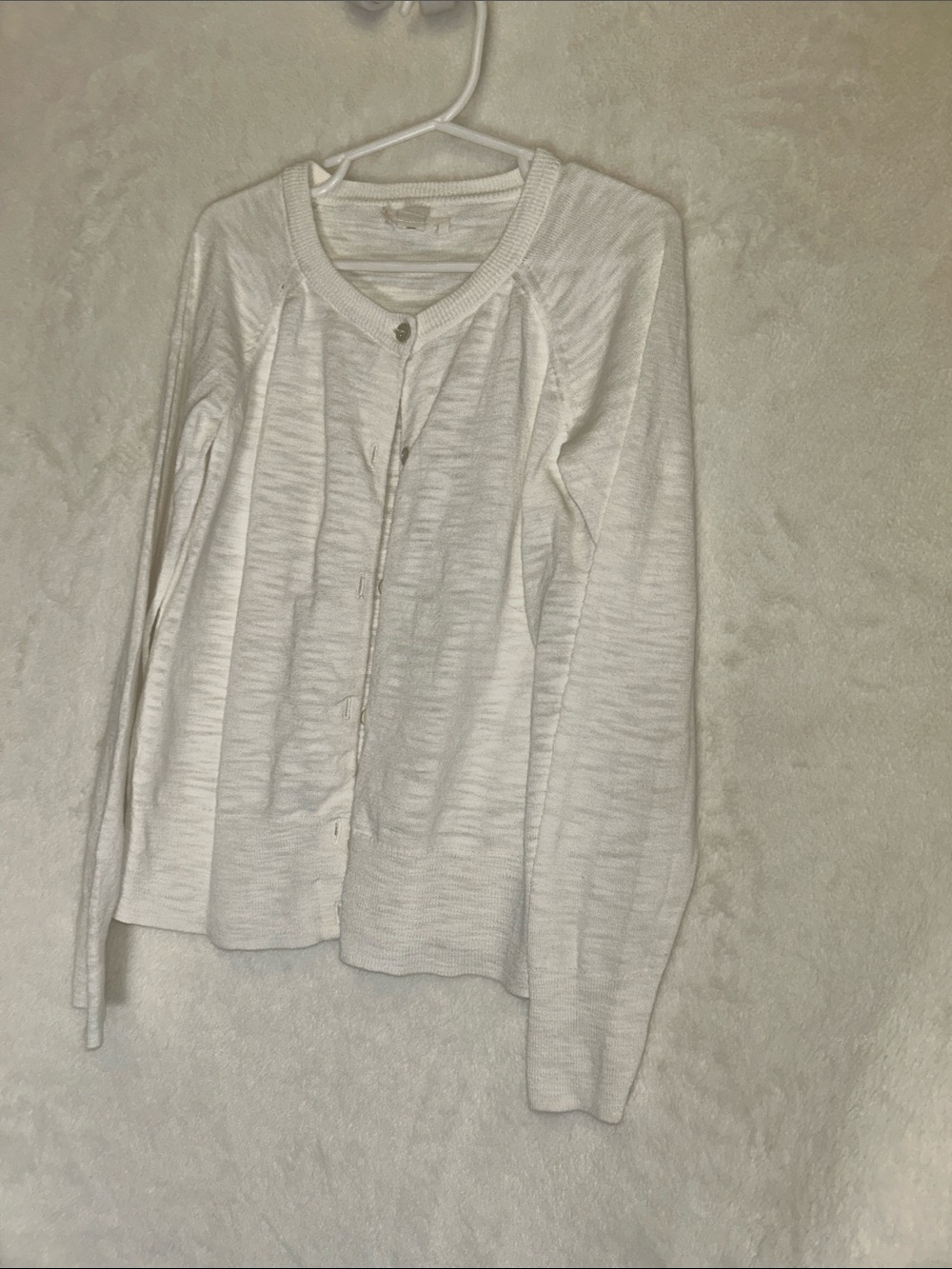 Crewcuts Lightweight Soft White Button-Front Cardigan with Sparkle buttons